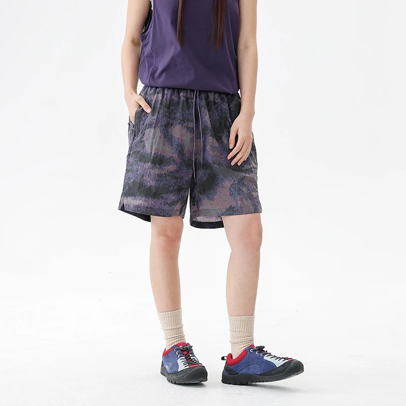 【5555A】美式户外速干薄款迷彩运动休闲男女宽松抽绳健身跑步短裤