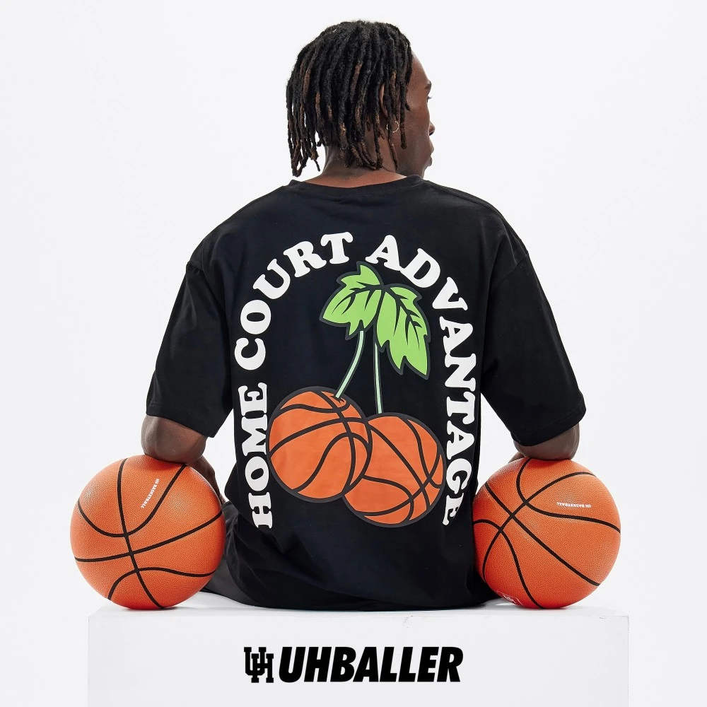 UHBALLER美式篮球T恤潮牌重磅短袖夏季男纯棉宽松复古投篮服