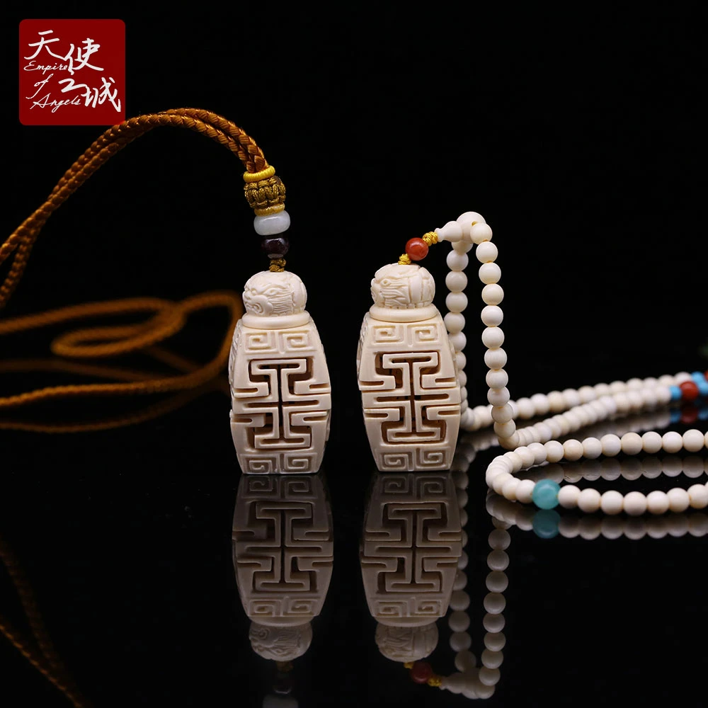 天然猛犸象牙万福香囊吊坠