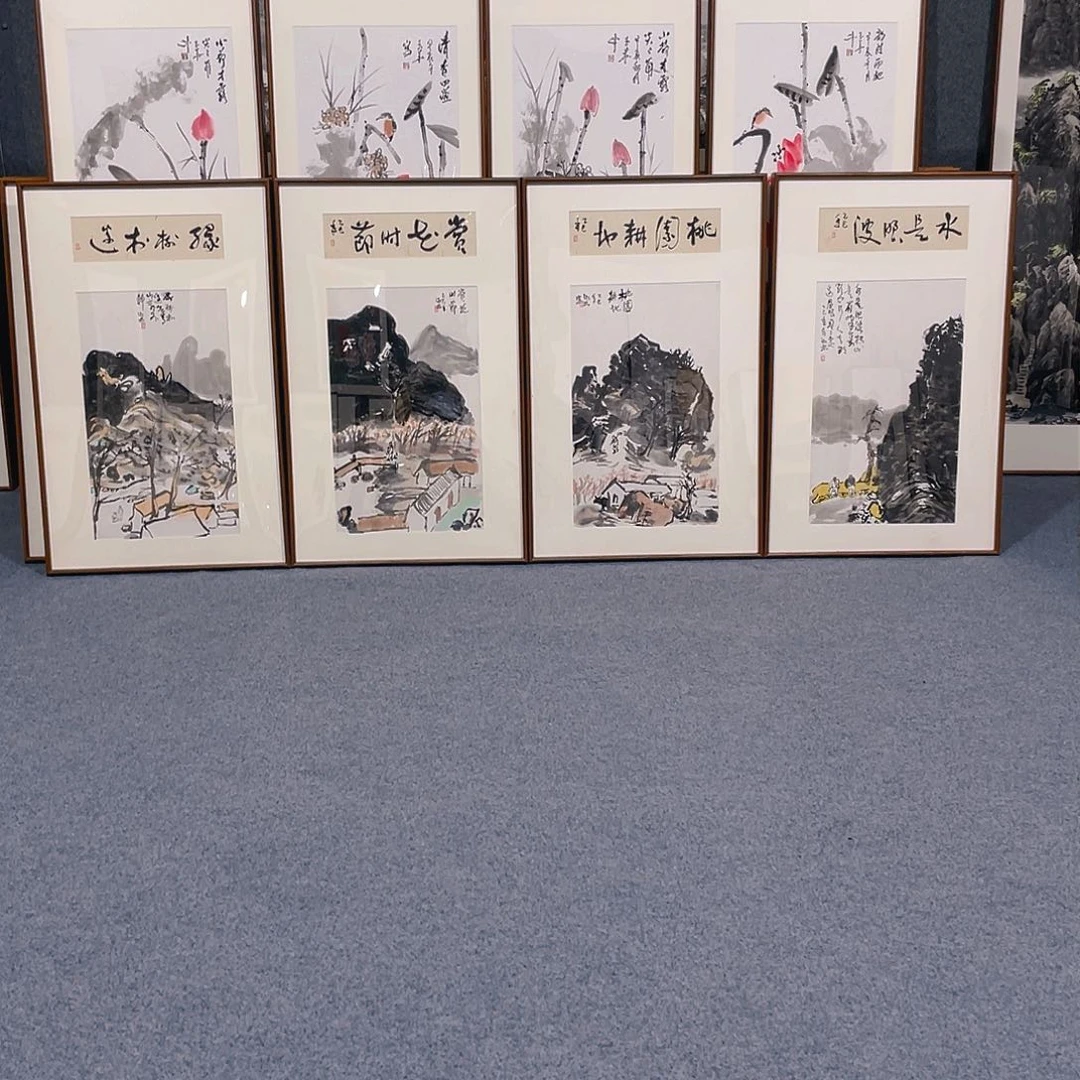 国画手绘作品带框