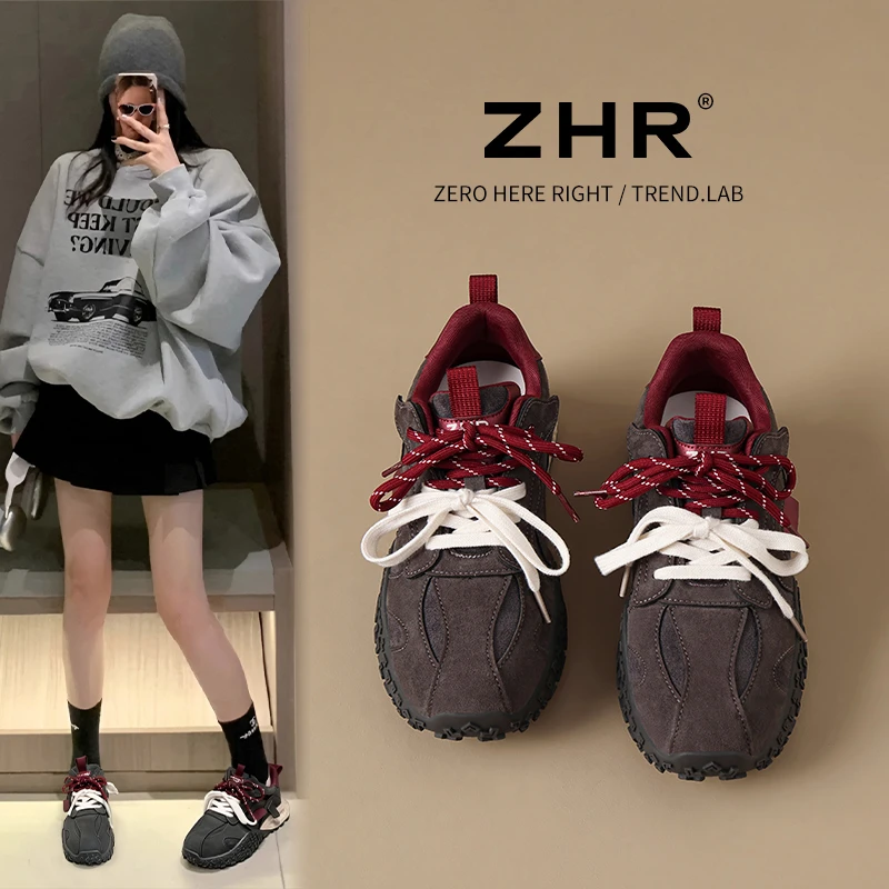 百搭双鞋带德训鞋运动户外休闲阿甘鞋2025春秋舒适单鞋女