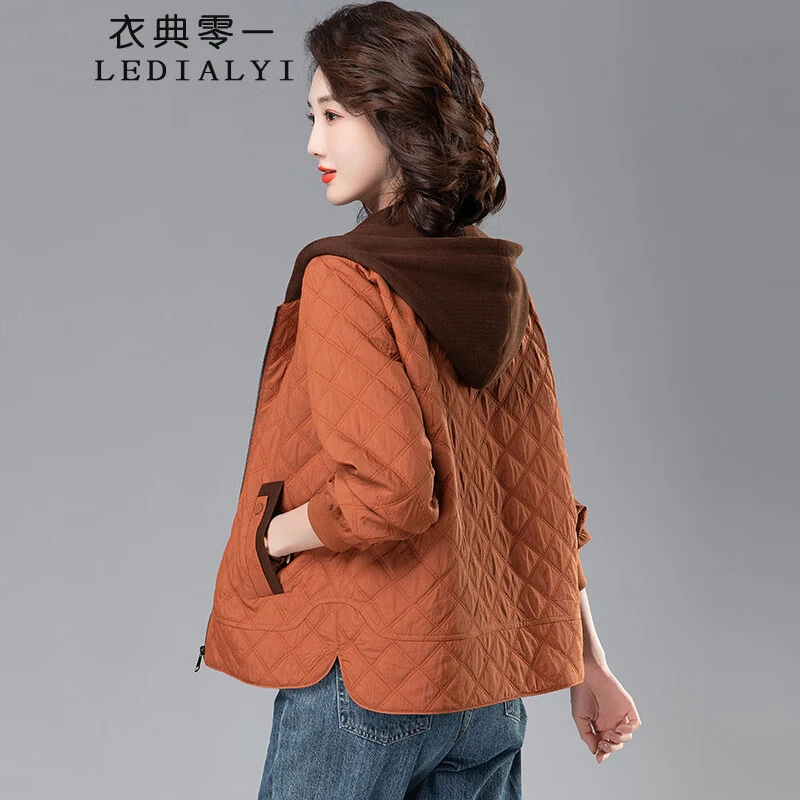 妈妈外套女装春秋款2025新款薄款时尚洋气小香风休闲拼色连帽夹克