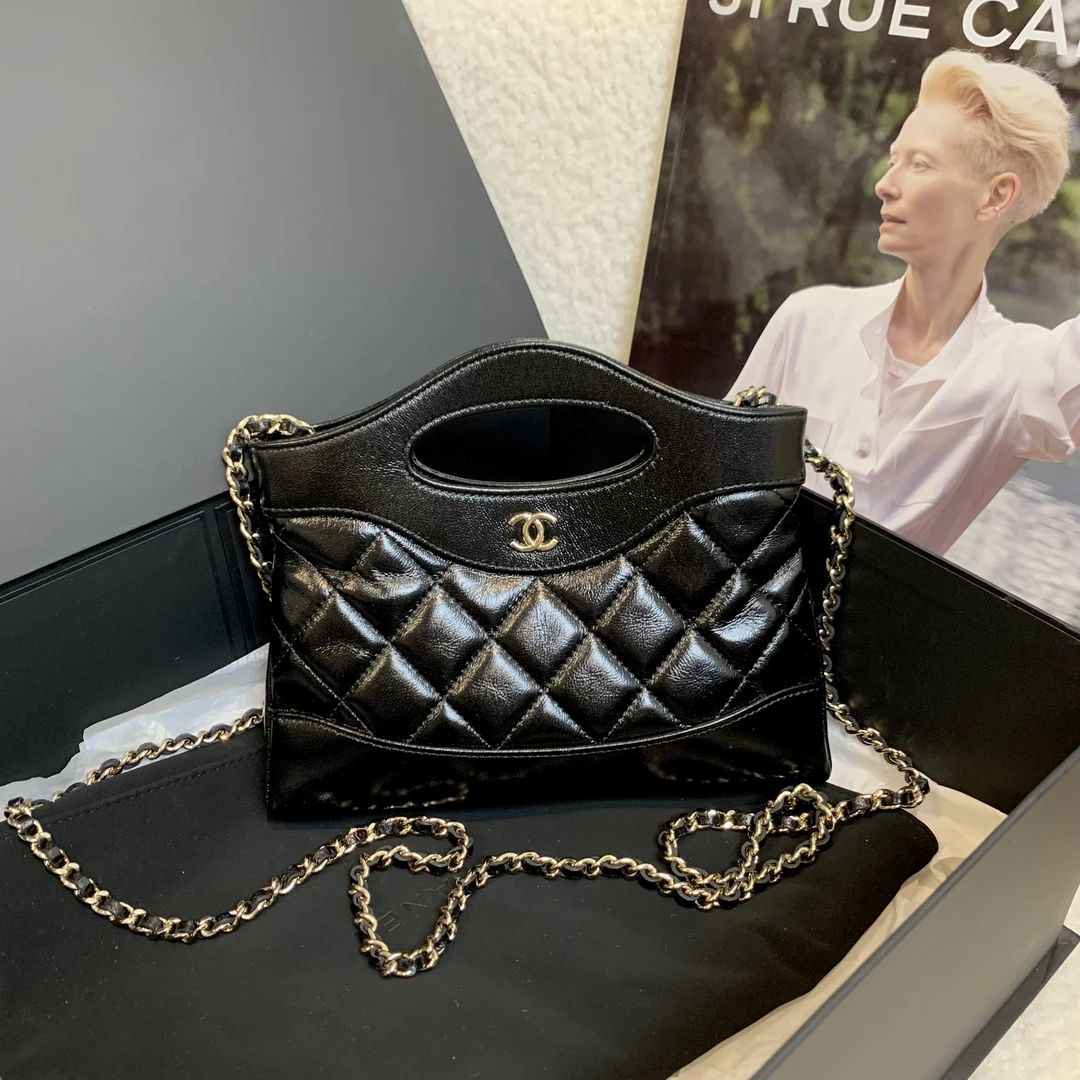 99新 Chanel/香奈儿 壹臻/24B 黑金31bag nano手提包/28122773
