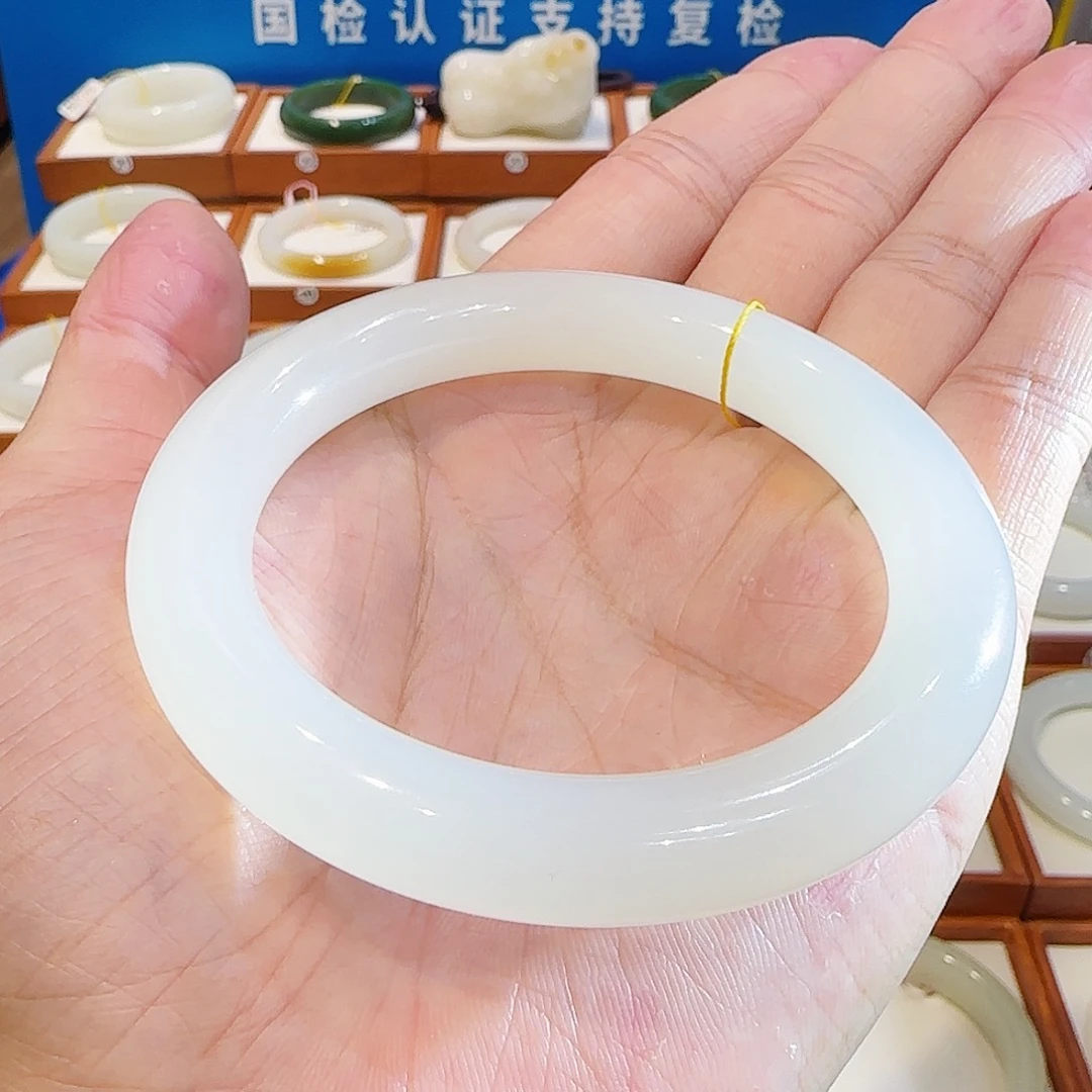 和田玉未镶嵌手镯高冰胖圆荔枝冻60 61 62