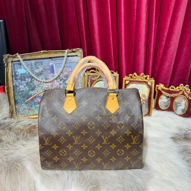 95新 LouisVuitton/路易威登 换新植鞣革speedy30枕头包30 LY0035