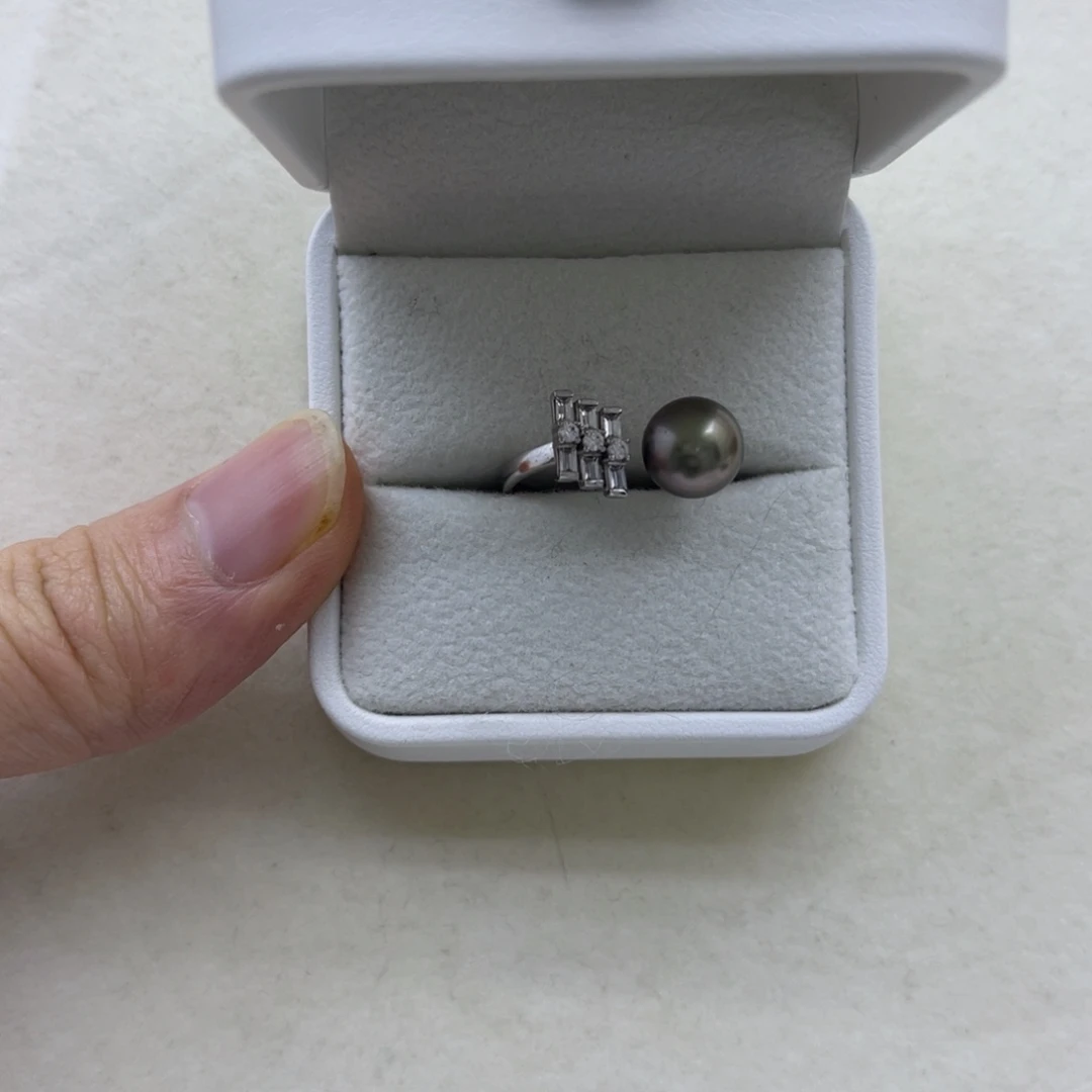 戒圈海水珍珠银S925镶嵌