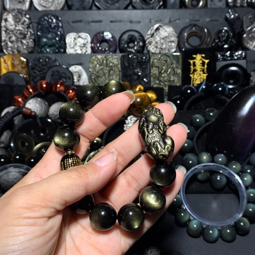 【闪购商品】黑曜岩未镶嵌手串$****?