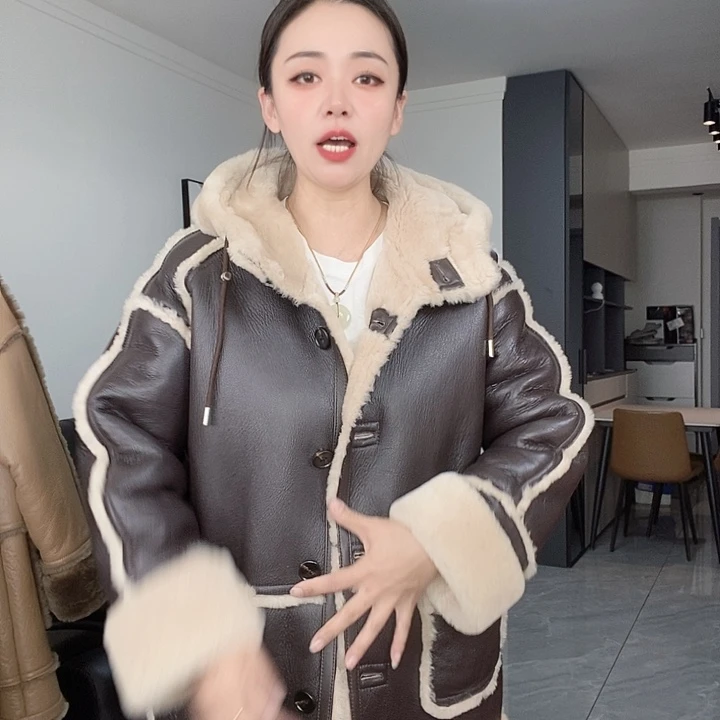 绵羊皮皮毛一体M，L