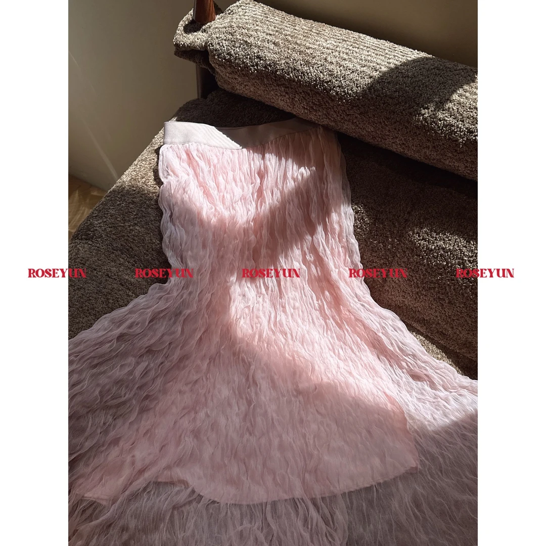 【Rose Yun】甜飒波浪卷压褶网纱半身裙 252014