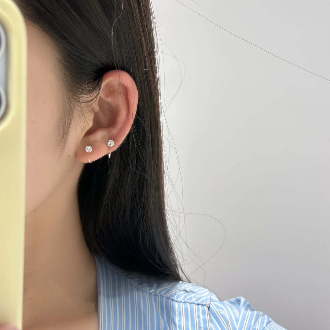 925银合成锆石耳饰 十里间【小小钻】简约气质亮晶晶银耳扣mini耳环