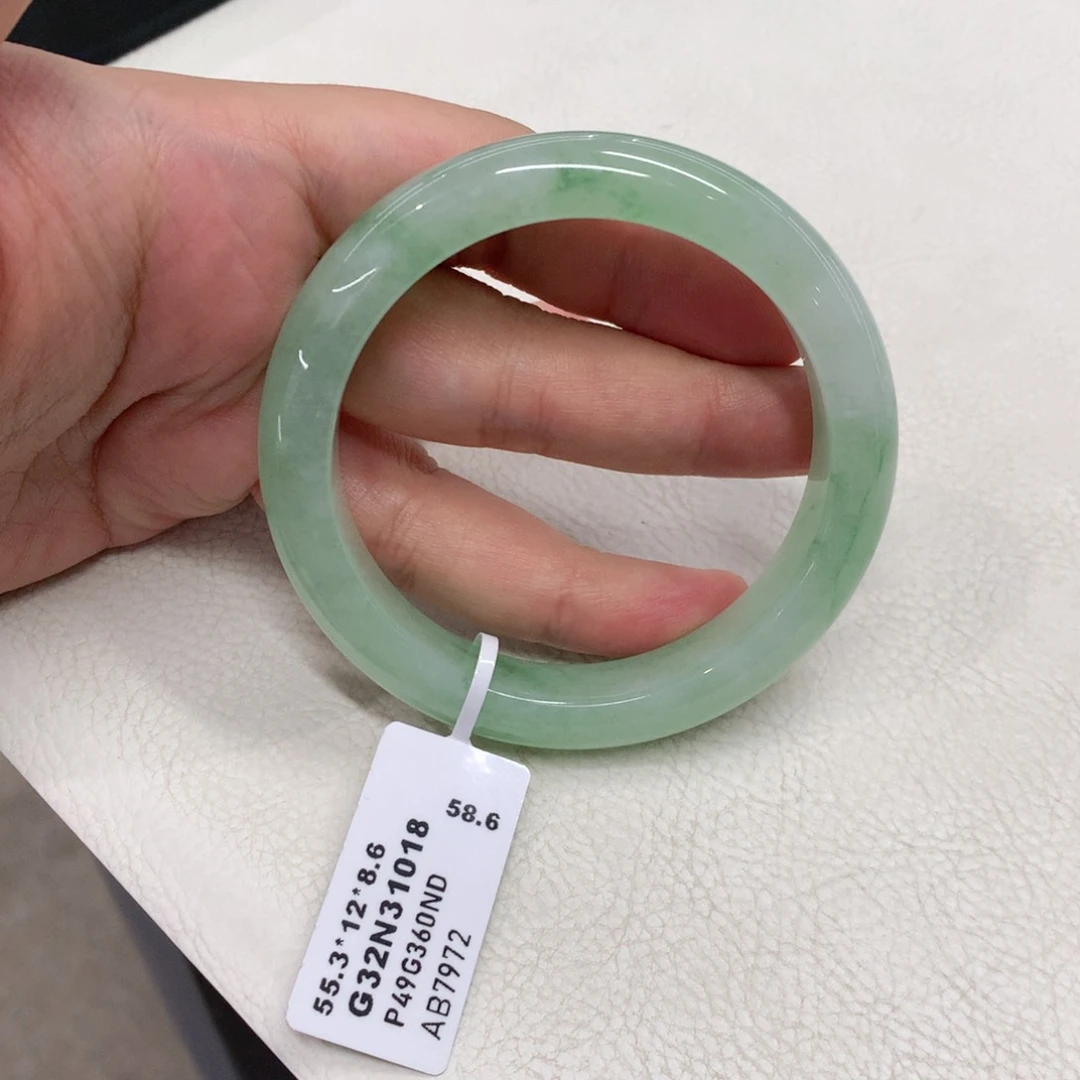 未镶嵌手镯翡翠55.3圈口甜晴飘花正圈