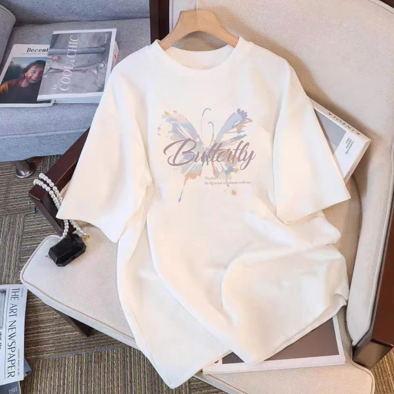 2025爆款时尚正肩纯棉短袖夏季独特漂亮小衫t恤女流行气质上衣