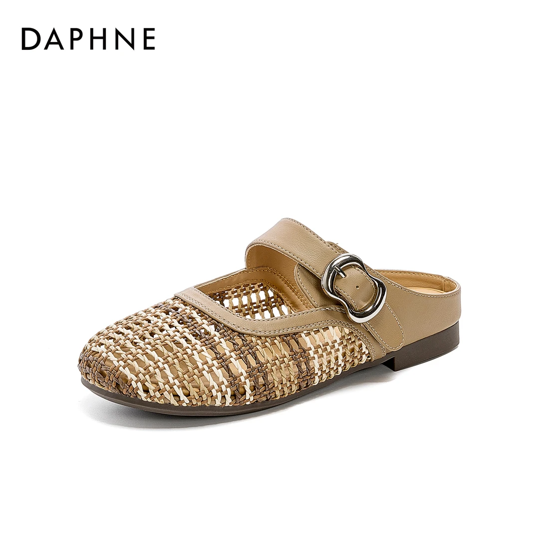 达芙妮2025新款厚底内增高网面勃肯鞋包头半拖女夏外穿一脚蹬渔网