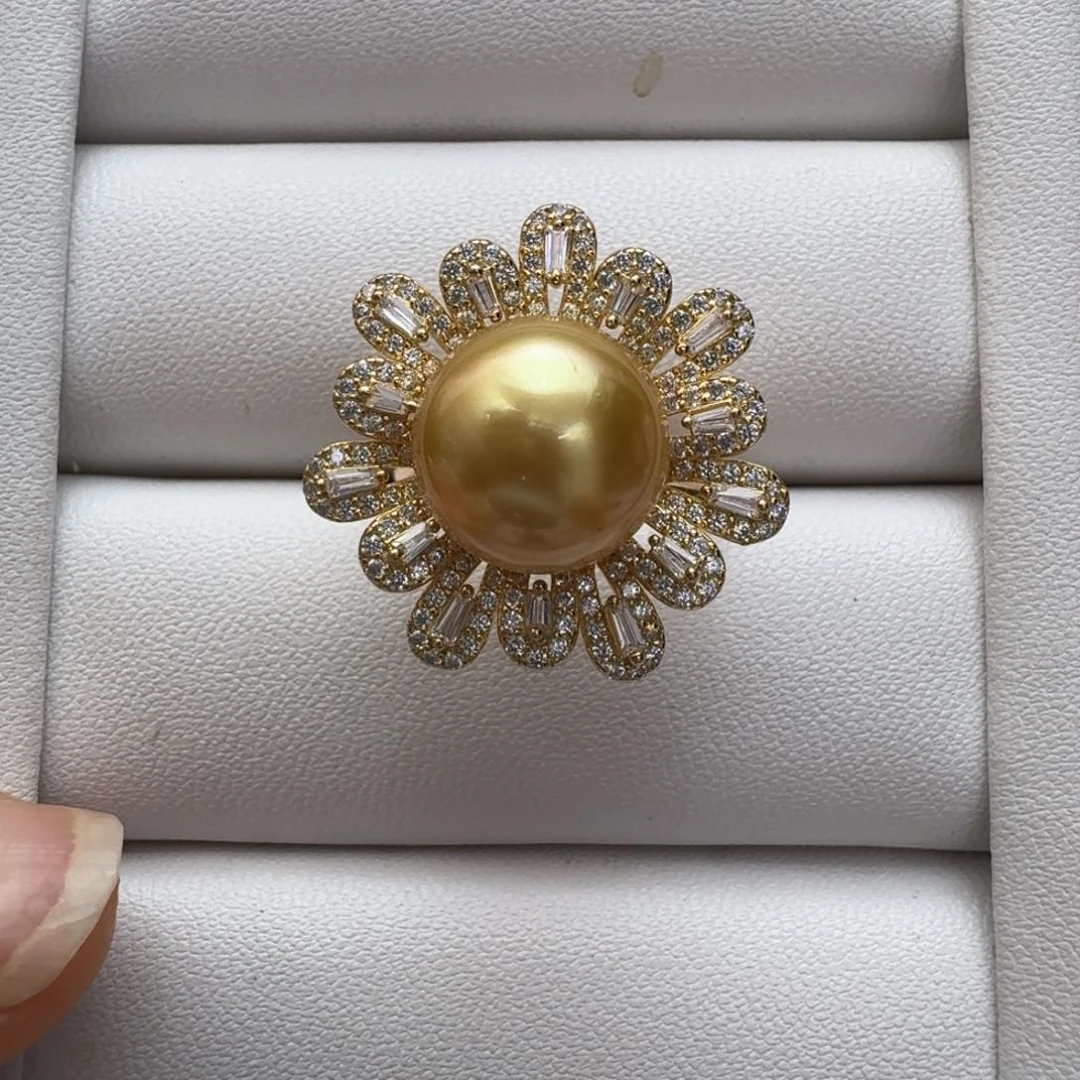 戒圈银S925镶嵌海水珍珠