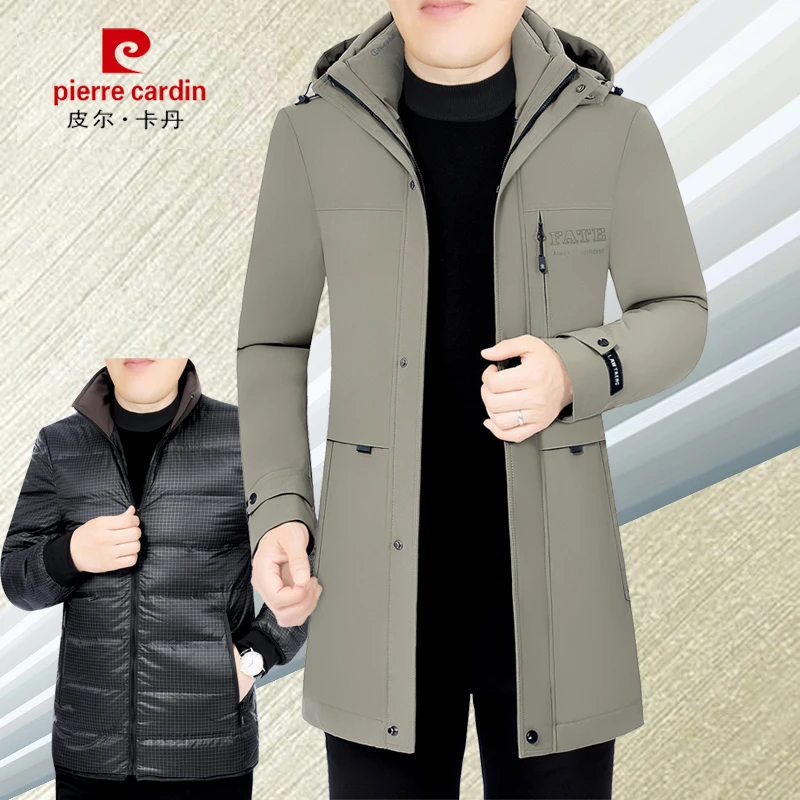 中长款男装羽绒服皮尔卡丹男士可拆卸内胆外套冬季中年爸爸宽松版
