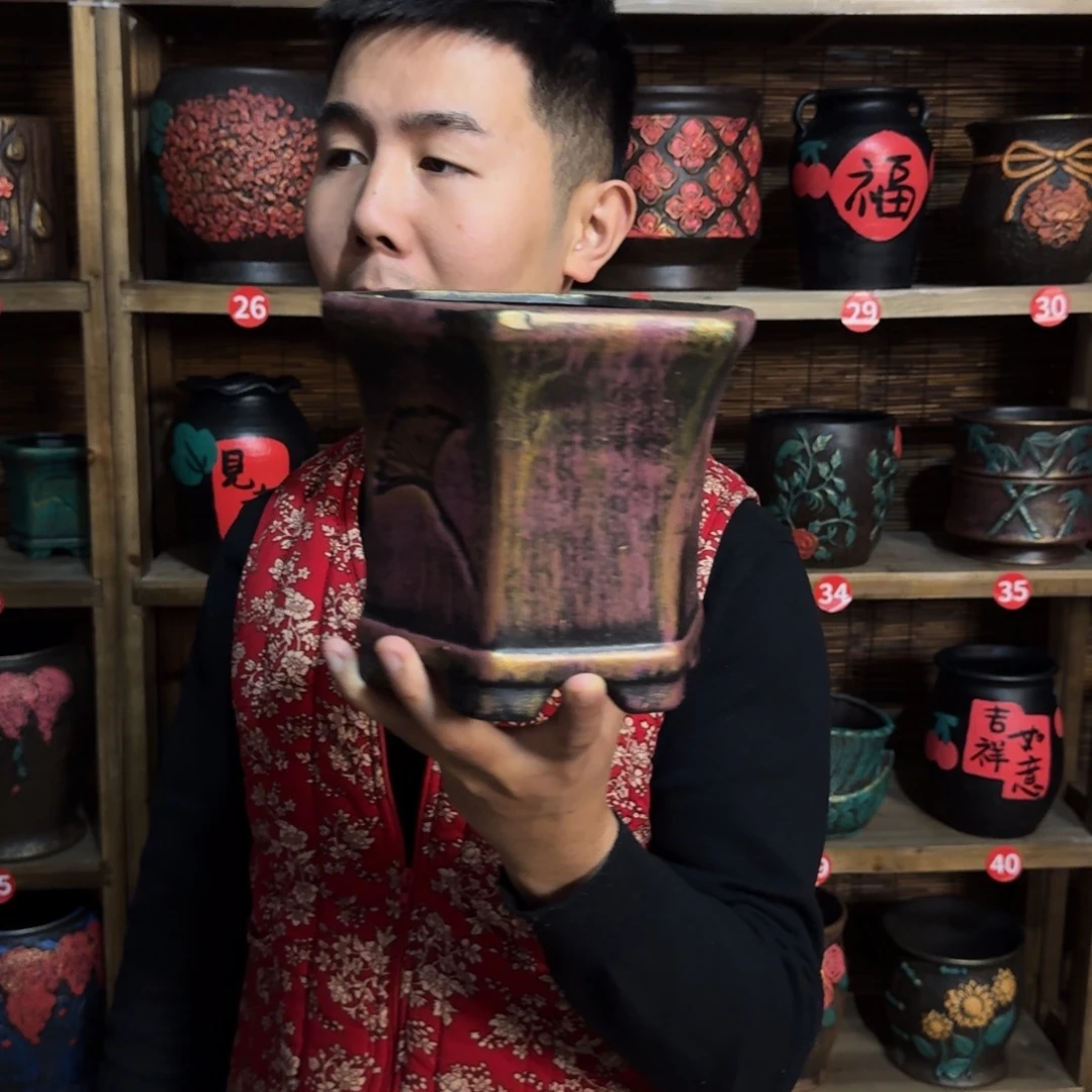 带孔高端浮雕花盆炸炸炸