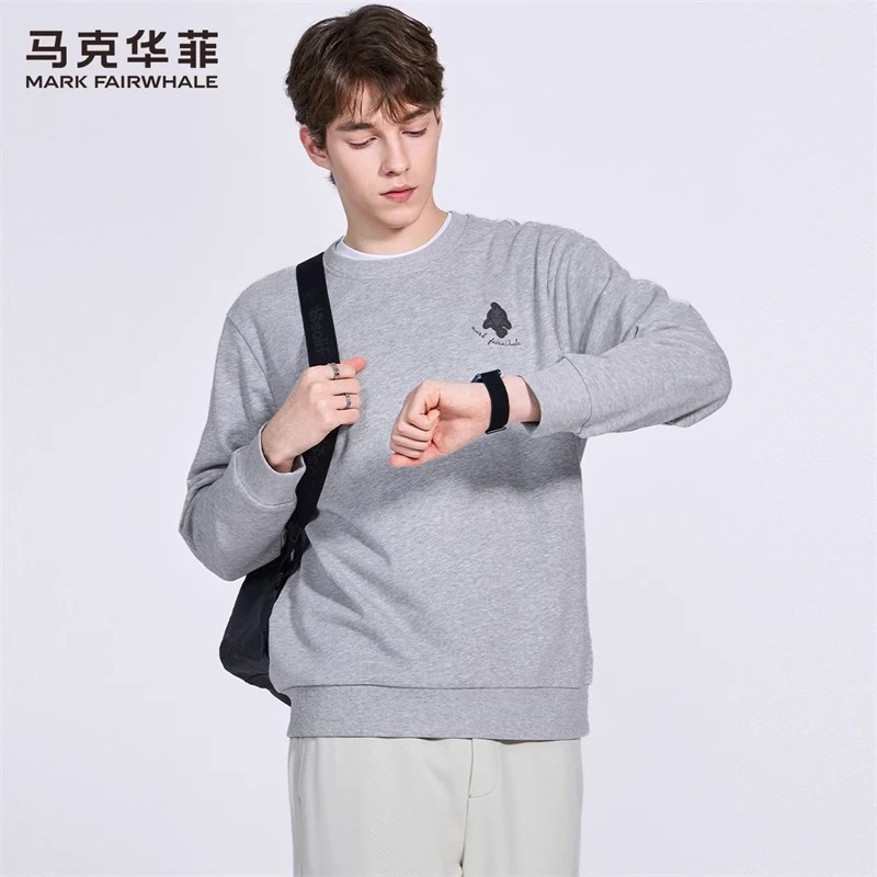 【重磅】马克华菲刺绣圆领卫衣男2025秋季新款潮流宽松百搭长袖上衣