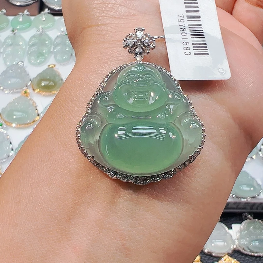 吊坠(不含链)18K金镶嵌翡翠佛公