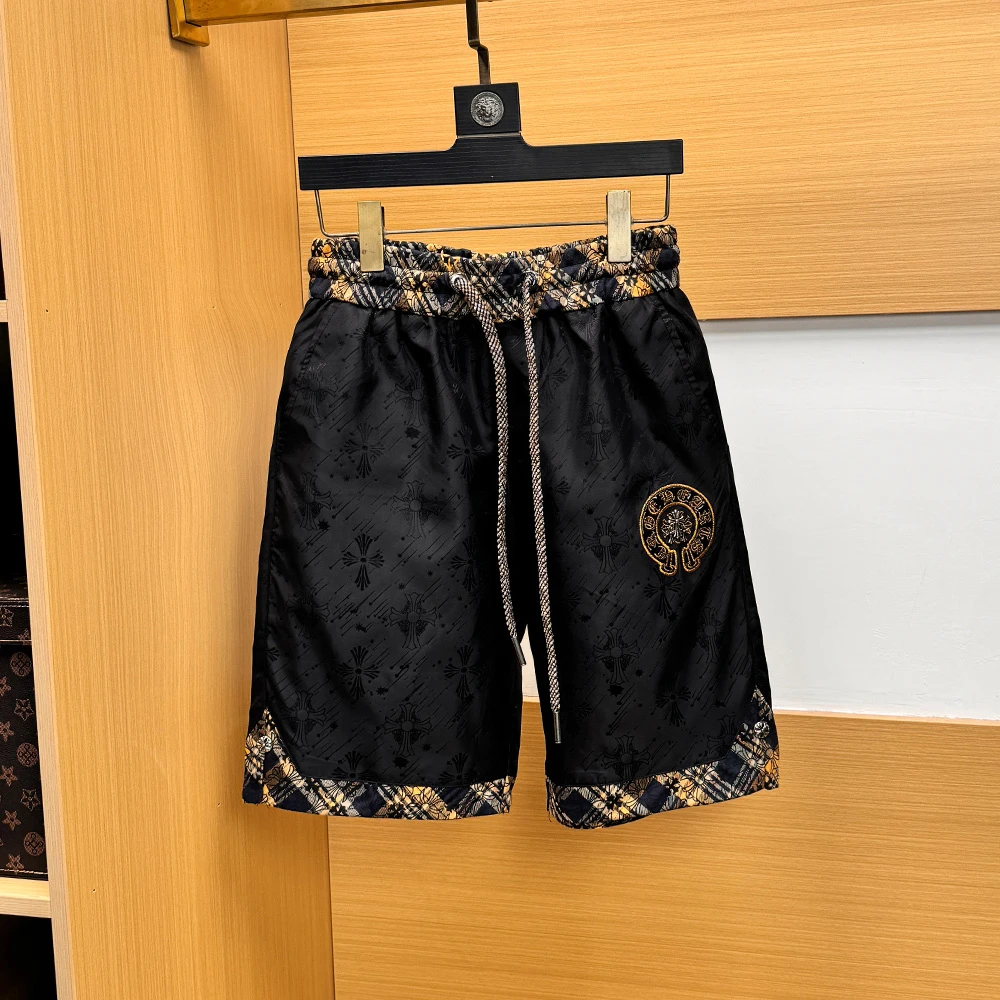 专柜品质 2025夏天新款男士高端刺绣休闲短裤凉感百搭格子五分裤