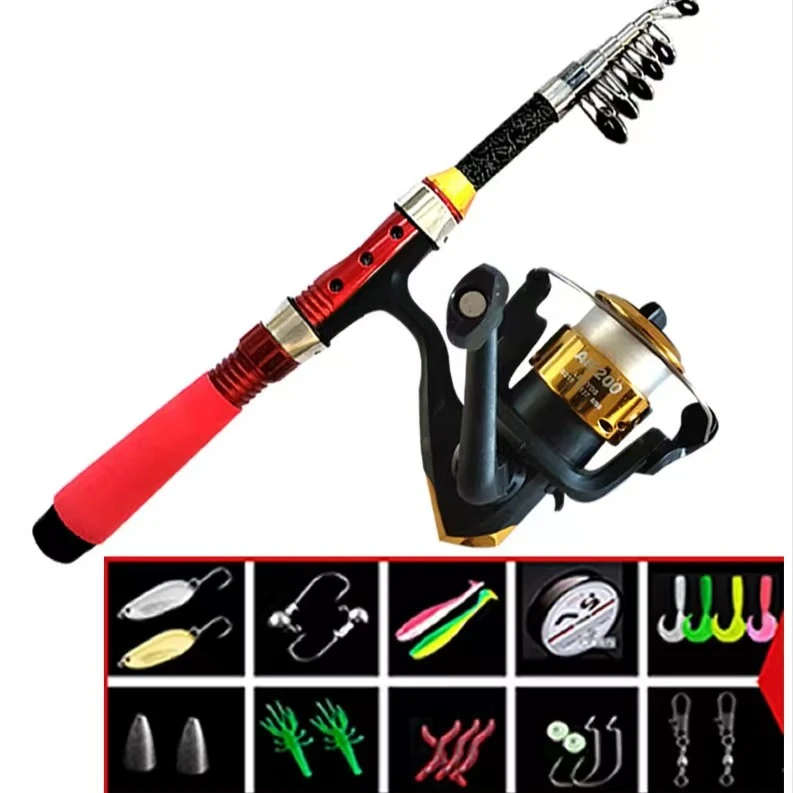 m便携钓鱼配件包含渔轮鱼竿海杆的齐全套装