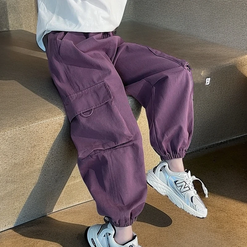 洋气休闲裤大童韩版工装裤长女童裤子男童男孩宽松春秋款男童裤子