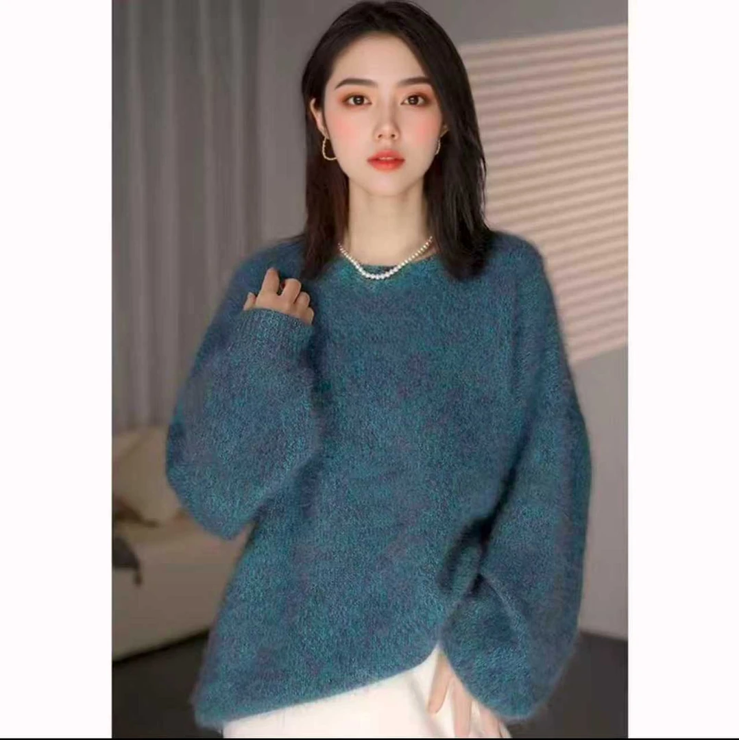 100%拉毛羊毛【澳洲Tasmanian纱线】轻奢百搭圆领100%拉毛羊毛衫