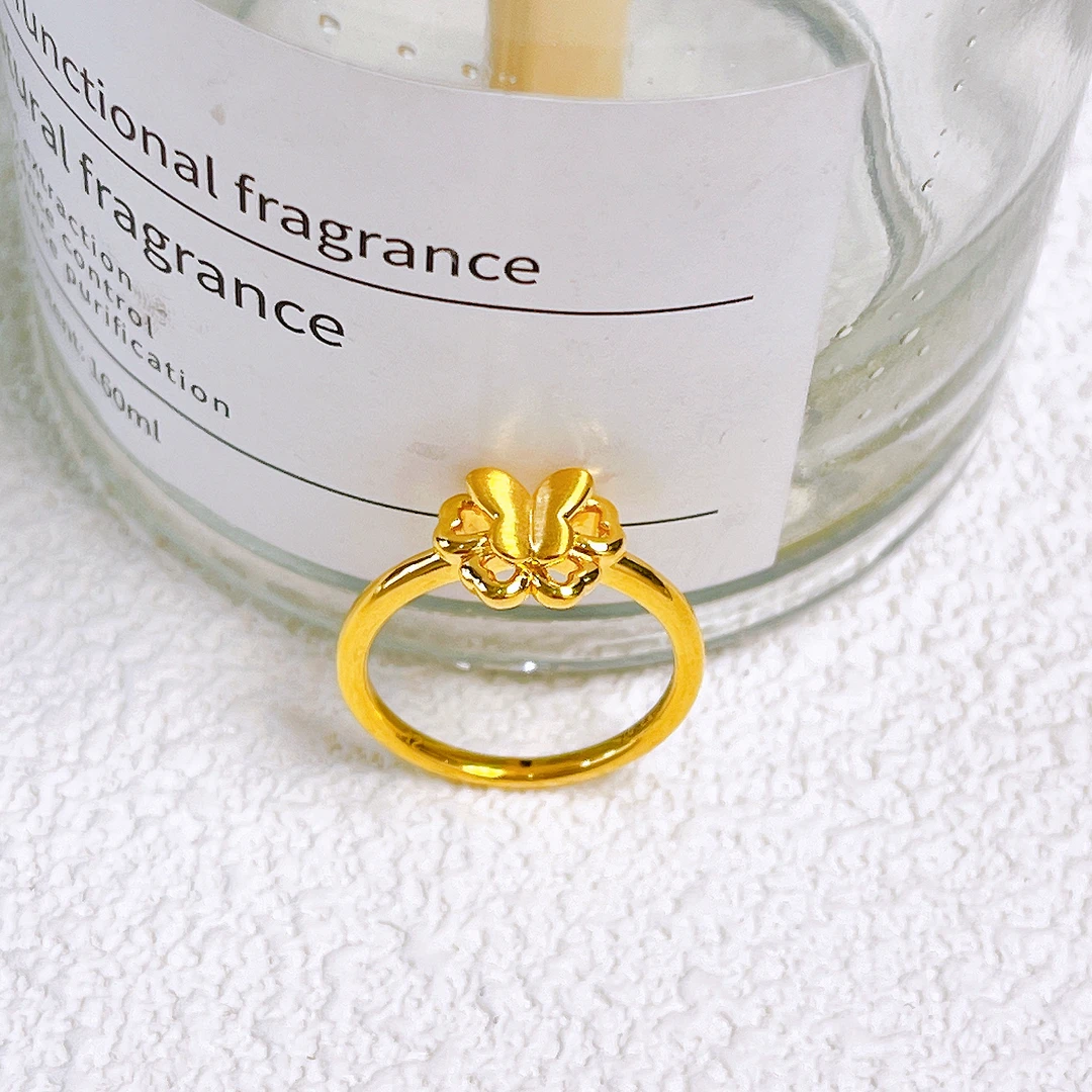 足金999灵动蝴蝶戒指简单时尚个性精致精美简约