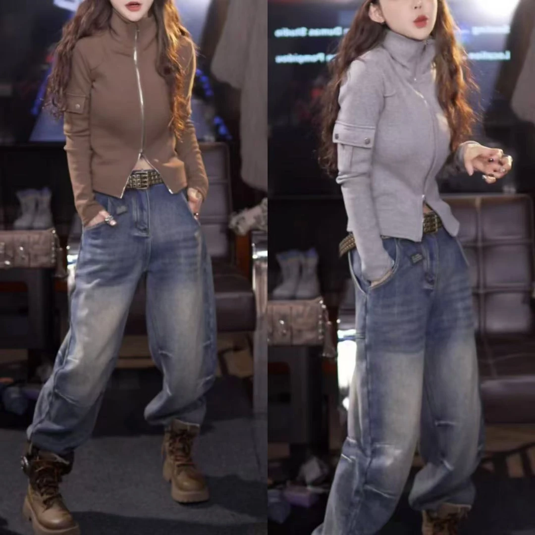 星宝【清货宠粉】小众双头拉链修身t恤2025百搭加绒加厚长袖打底衣