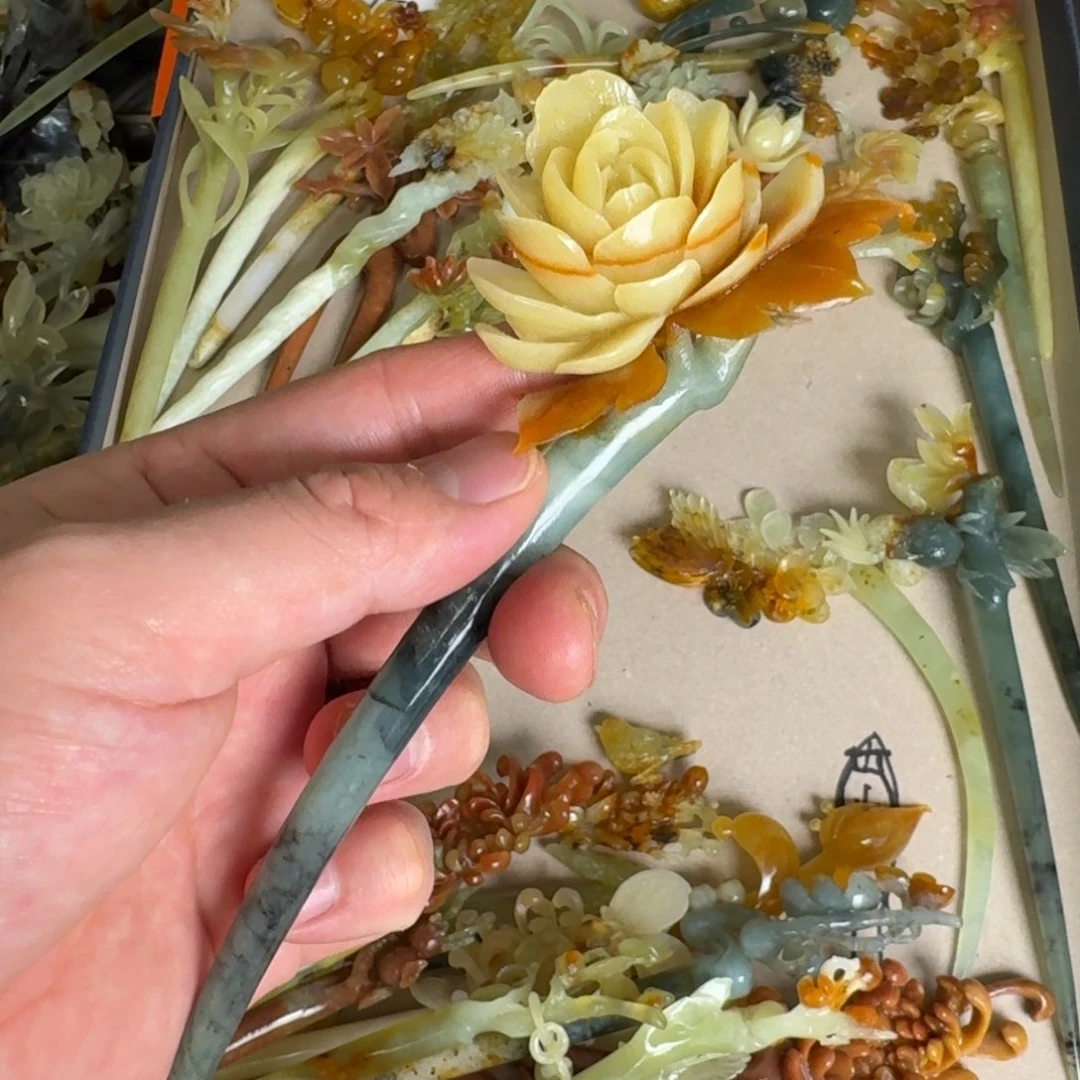 岫玉发饰未镶嵌明君玉簪就是好看