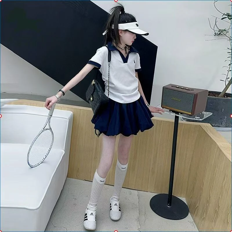 2025夏季女童新款学院风潮流套装儿童韩版时尚显瘦运动洋气两件套