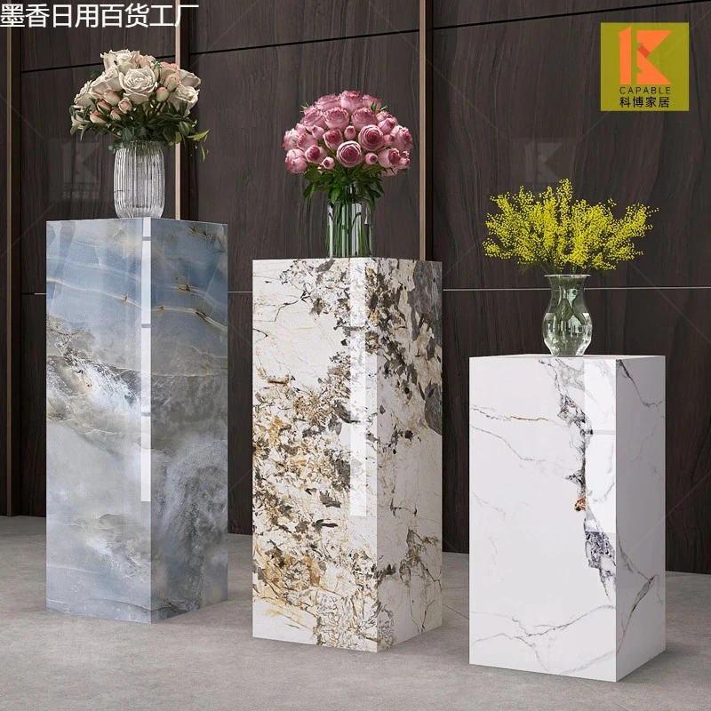 岩板花架子客厅落地式摆台玄关立柱柱子展示增高台大理石摆件底座