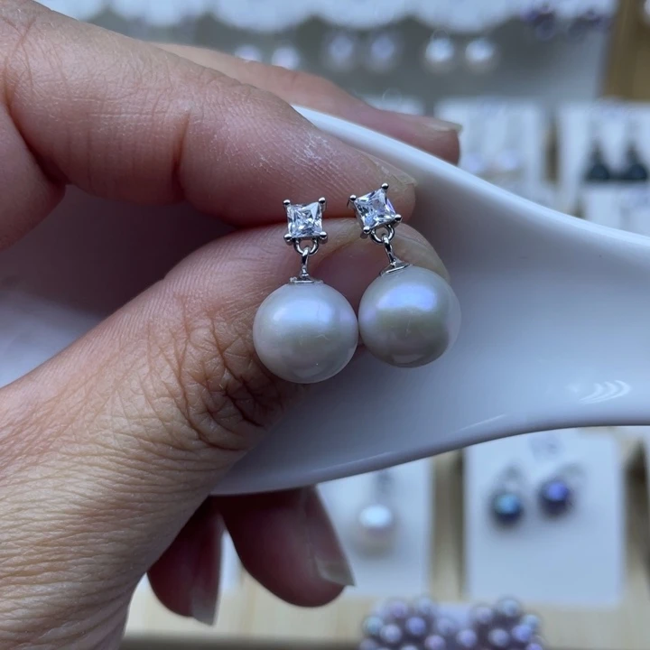 淡水珍珠耳饰银S925镶嵌