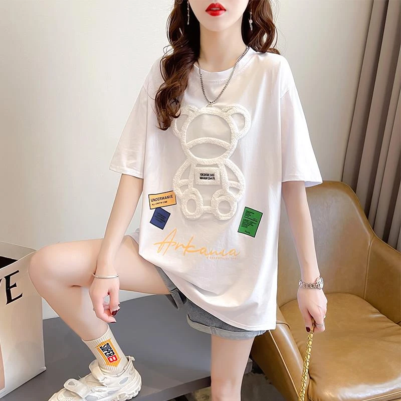 夏季女装2025年新款设计感小众短袖t恤女宽松韩版小个子百搭上衣
