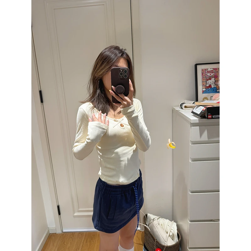 【心动波尔卡】蝴蝶结设计感长袖T恤D210