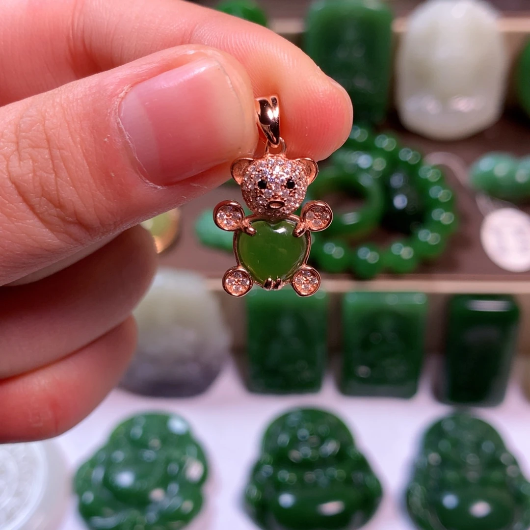 和田玉银S925镶嵌把件