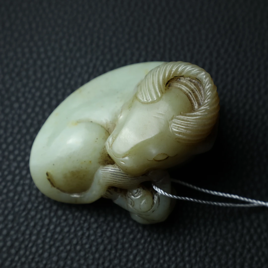 TCWWA07522清晚和田白玉牧牛童子把件