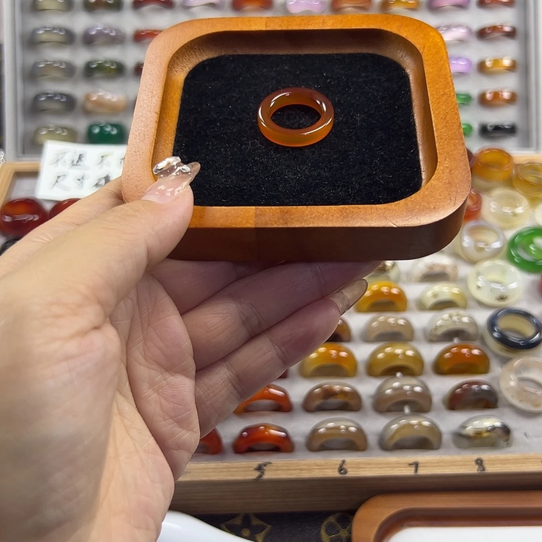 玛瑙/玉髓未镶嵌戒指B6不退换16.3港13