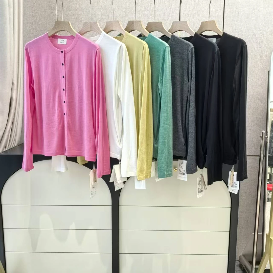 37768气质百搭精纺美丽诺羊毛圆领开衫J