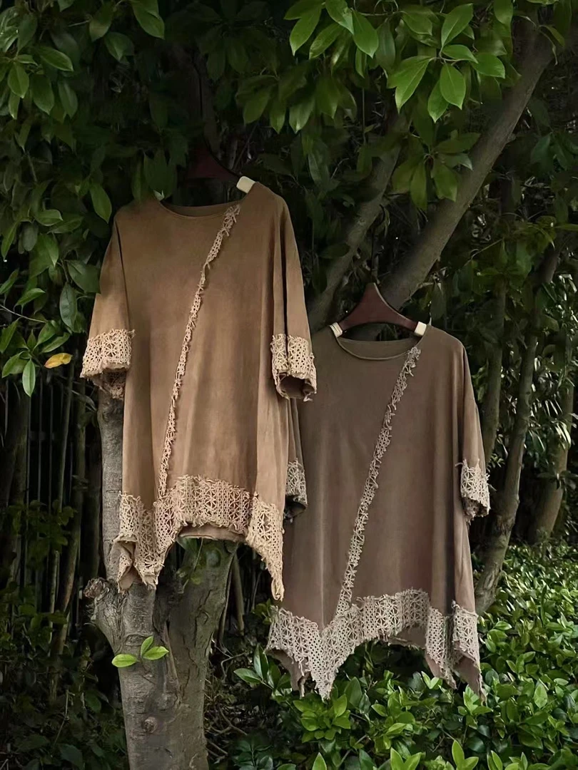 NatureDye 【美侖美奂】DS253437 植物染侘寂风贴布刺绣植物染上衣