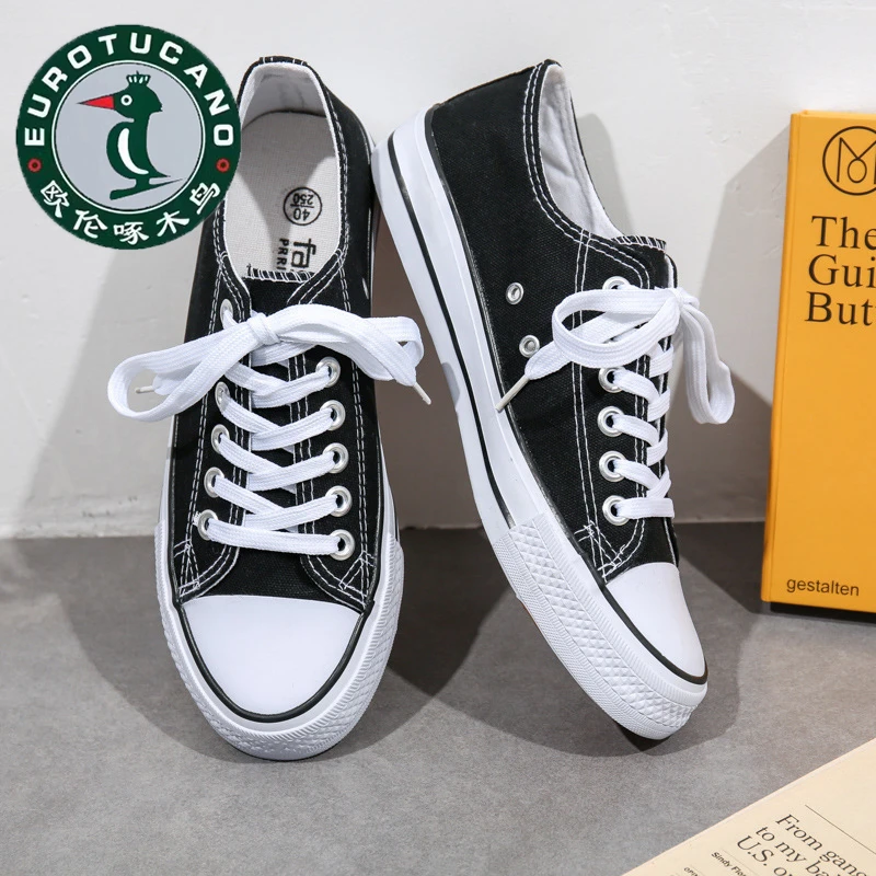 欧伦啄木鸟男士帆布鞋休闲透气百搭布鞋夏季新款低帮百搭复古男鞋