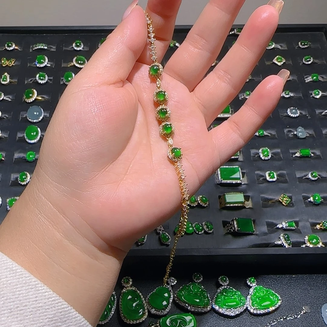 翡翠银S925镶嵌手链