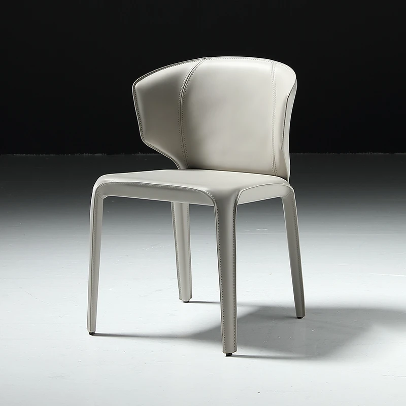 马鞍皮餐椅轻奢现代简约高级家用靠背椅子摇椅酒店靠背椅简约书桌