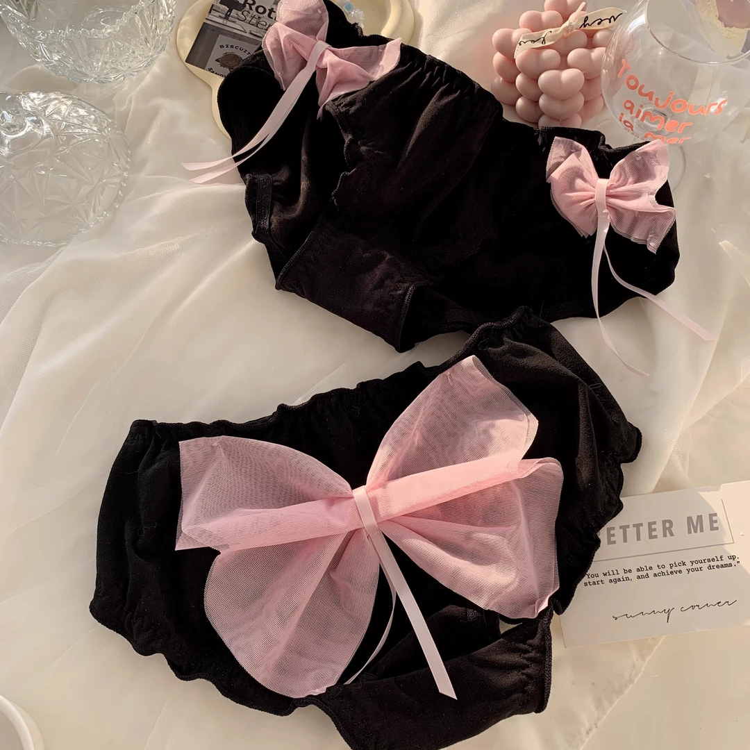 高颜值纯欲风内裤女甜美性感镂空蝴蝶结纯棉裆2025新款少女日系
