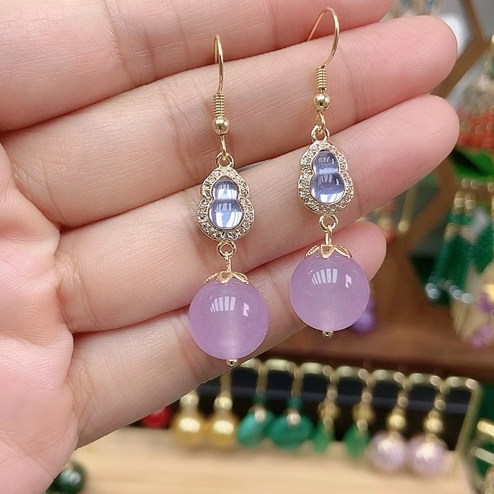 玛瑙/玉髓合金耳饰