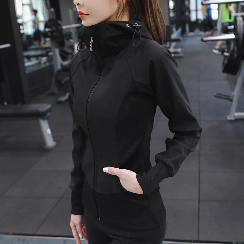 纵帆修身显瘦冲锋衣女运动外套健身跑步夹克连帽瑜伽服长袖秋冬款