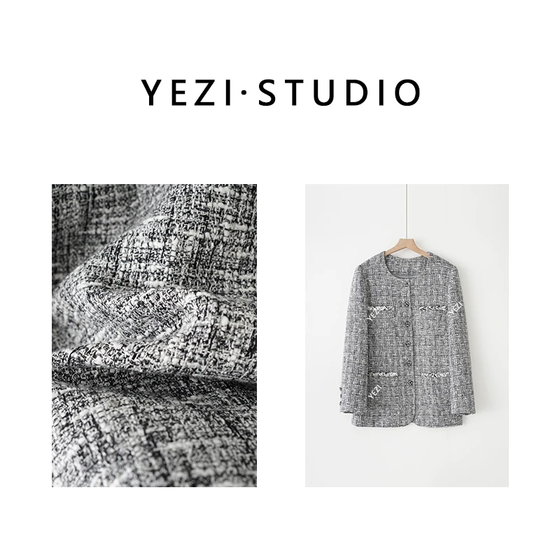 【予她】经典粗花尼手工织带香风外套24310706