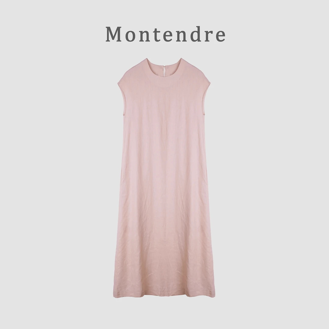 【强哥外贸】时尚缎面高级感连衣裙圆领百搭设计师长裙 春季新款