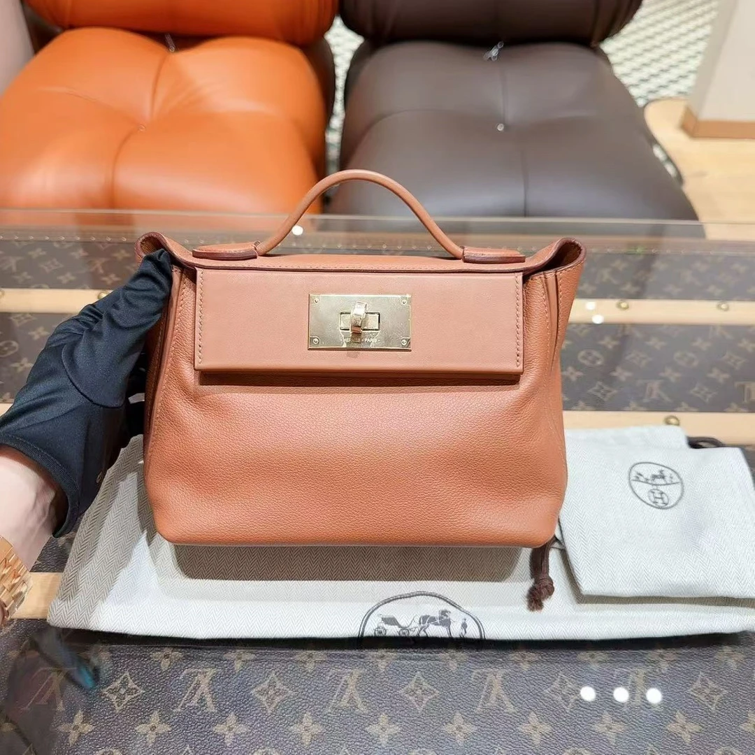 全新未使用 Hermes/爱马仕 2424 mini 金棕 金扣  B刻