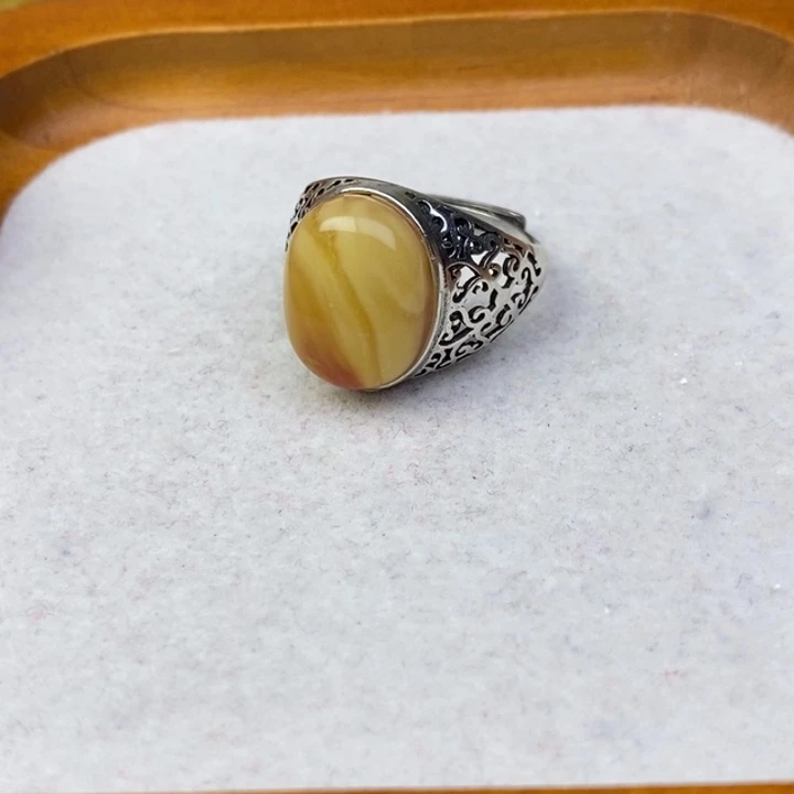 琥珀银S925镶嵌裸石微瑕卡12.6