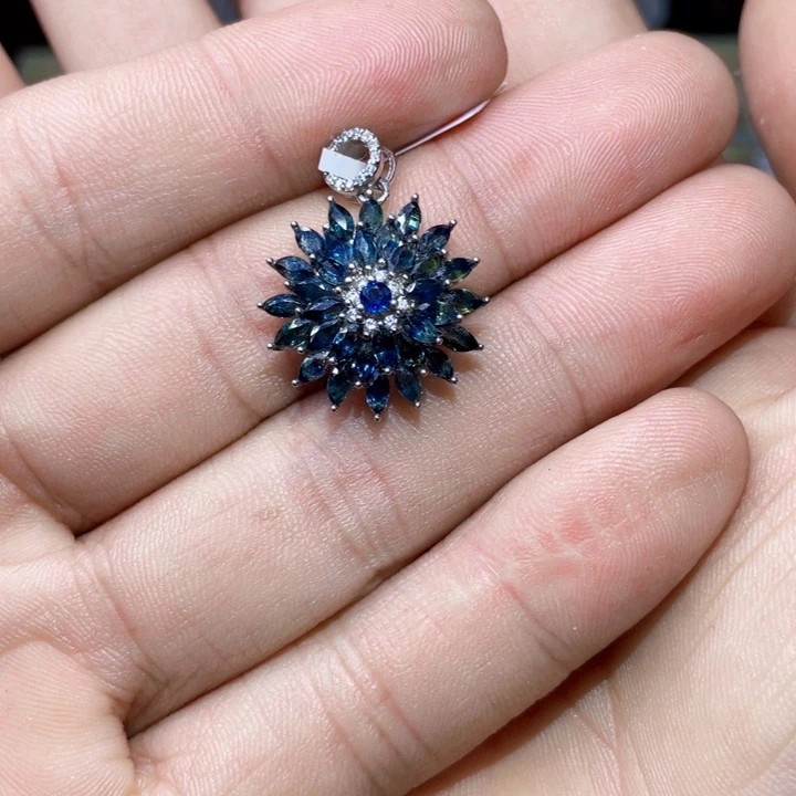 蓝宝石颈饰银S925镶嵌紫*薇/……….